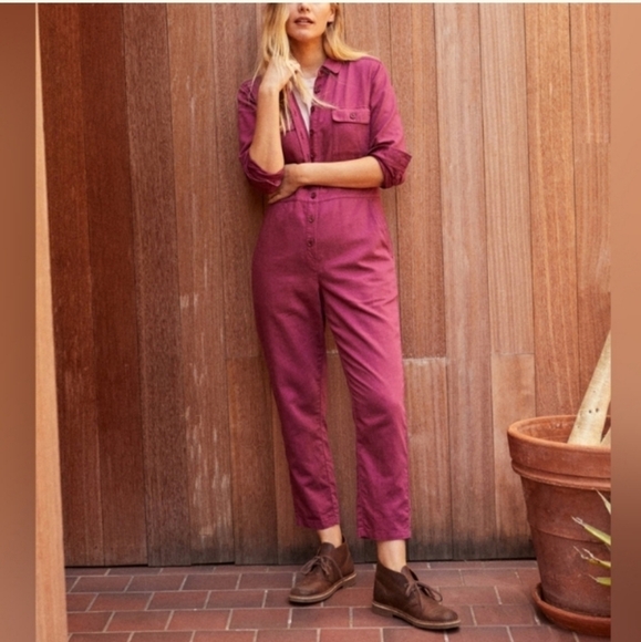 Outerknown Lou Corduroy Jumpsuit in Pink $188 Small - Picture 2 of 7